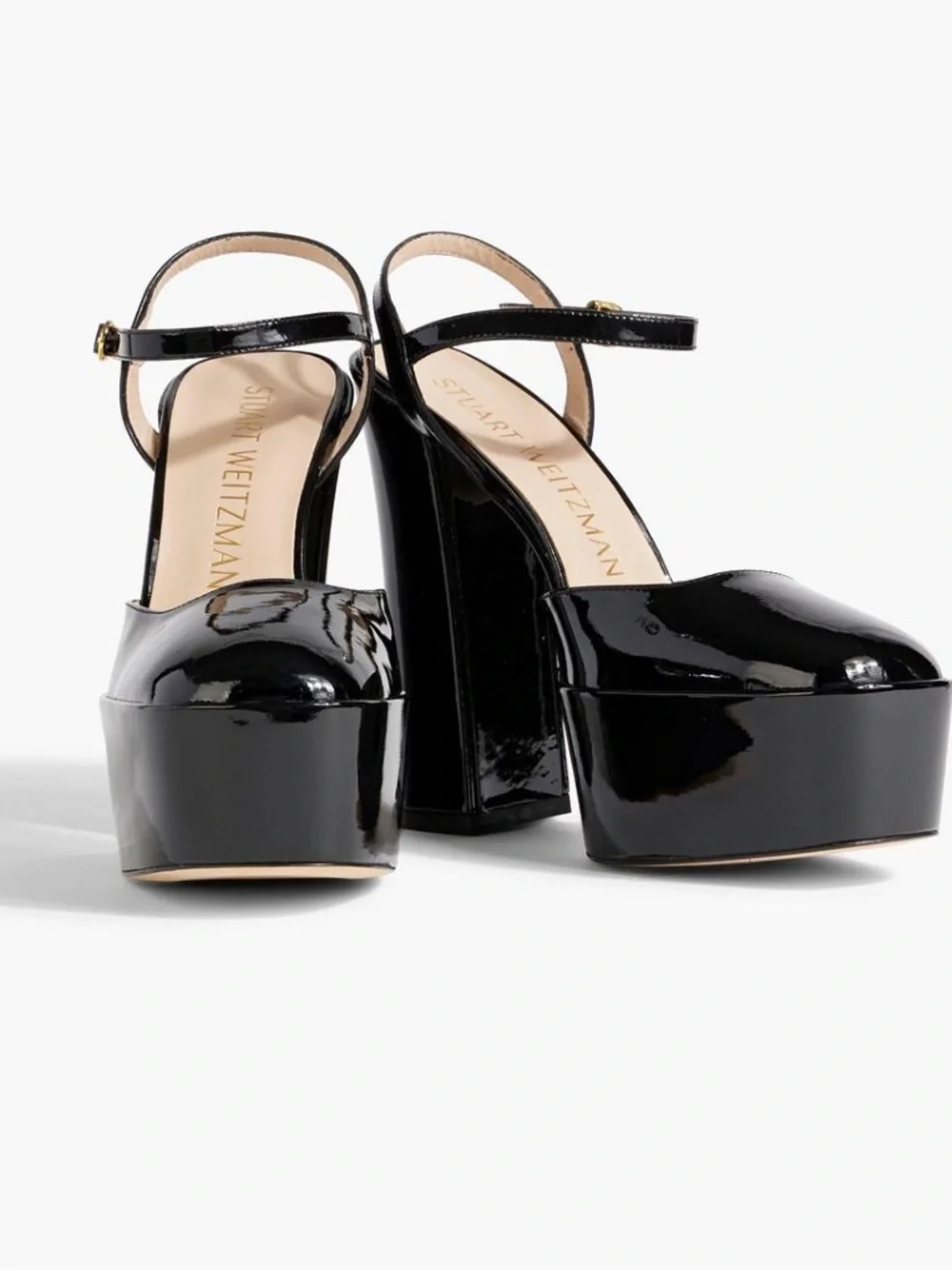 Stuart Weitzman Skyhigh Black Patent Leather Platforms size 6.5